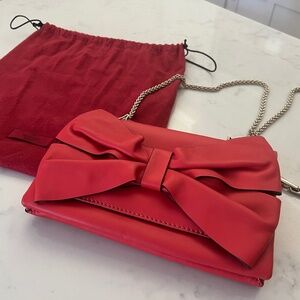 Valentino Red/CORAL Leather Bow Flap Shoulder/Crossbody Bag